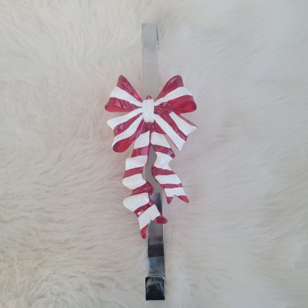 Red And White  Bow Wreath Door Hanger Christmas Themed  Decor